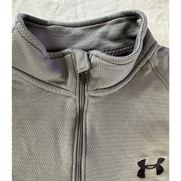 Under Armour Sweatshirt Mens Medium Grey Quarter Zip Mock Neck Golf Athletic - Picture 9 of 15